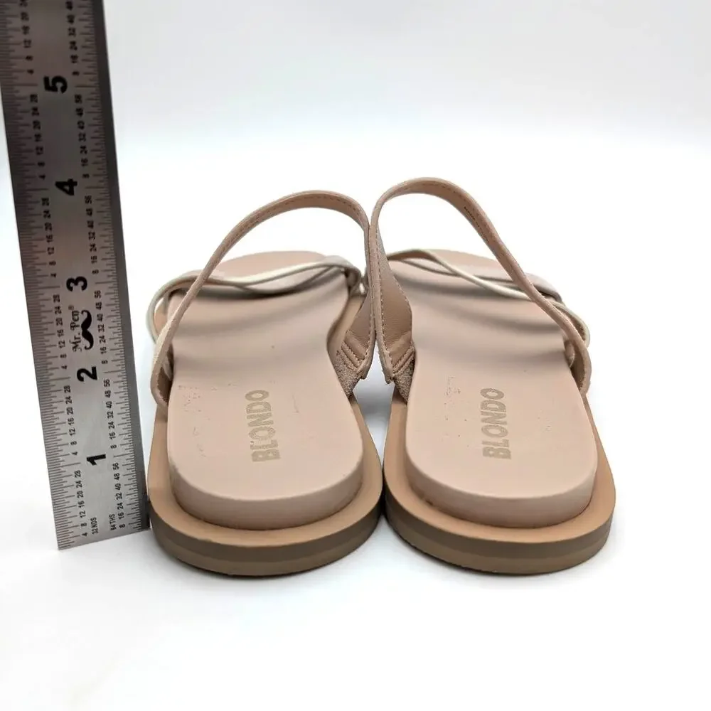 Blondo Kegan Slip On Slide Sandals Open Toe Women's Tan Size US7.5M EU38